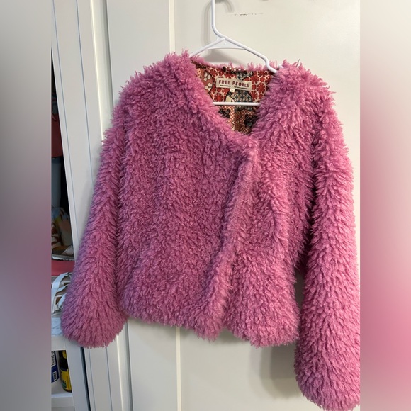 Free People Lena Teddy Jacket in Rose Bud - Picture 3 of 13